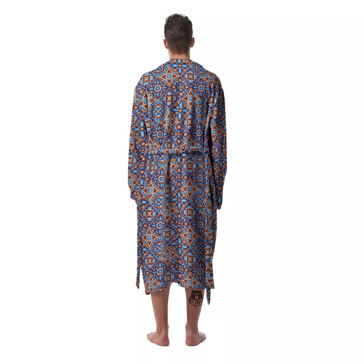 Patchwork Mosaic Print Pattern Men's Robe-grizzshop