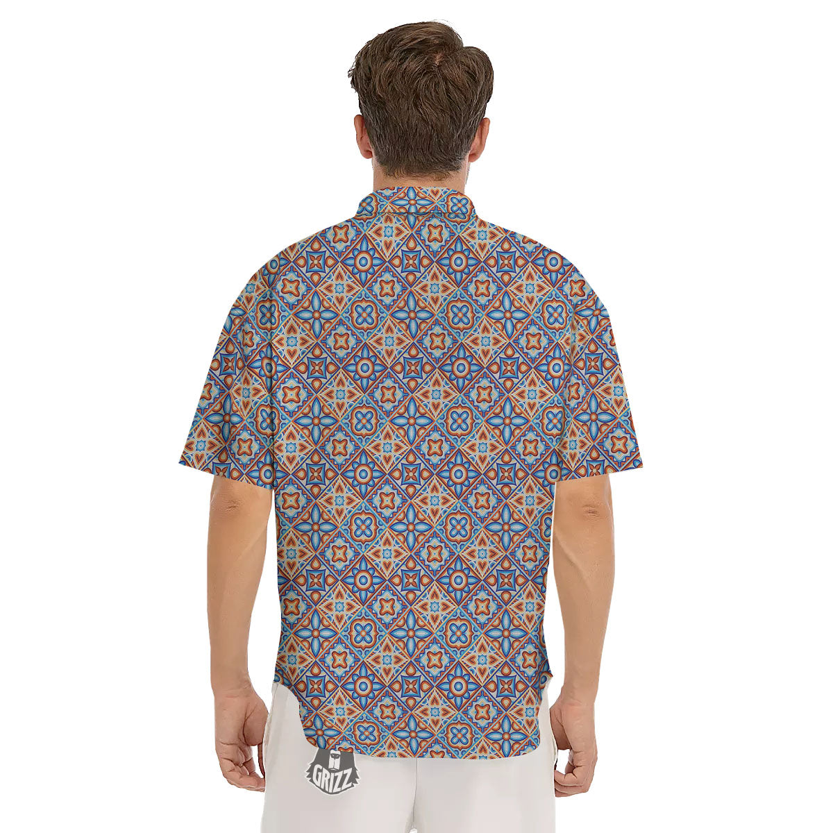 Patchwork Mosaic Print Pattern Men's Short Sleeve Shirts-grizzshop