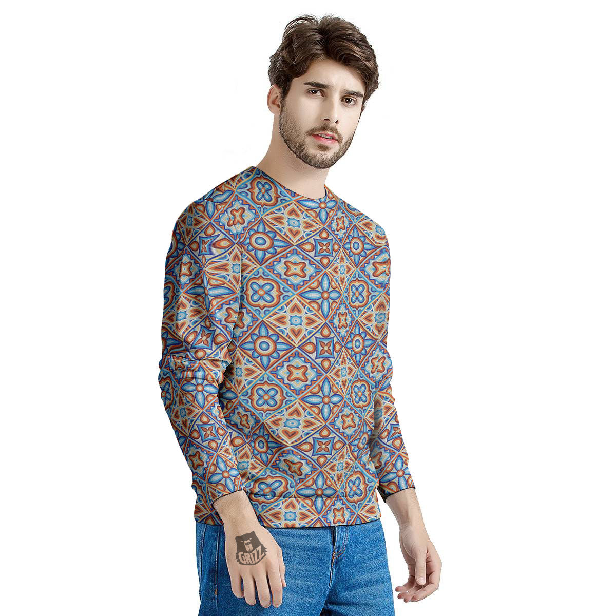 Patchwork Mosaic Print Pattern Men's Sweatshirt-grizzshop