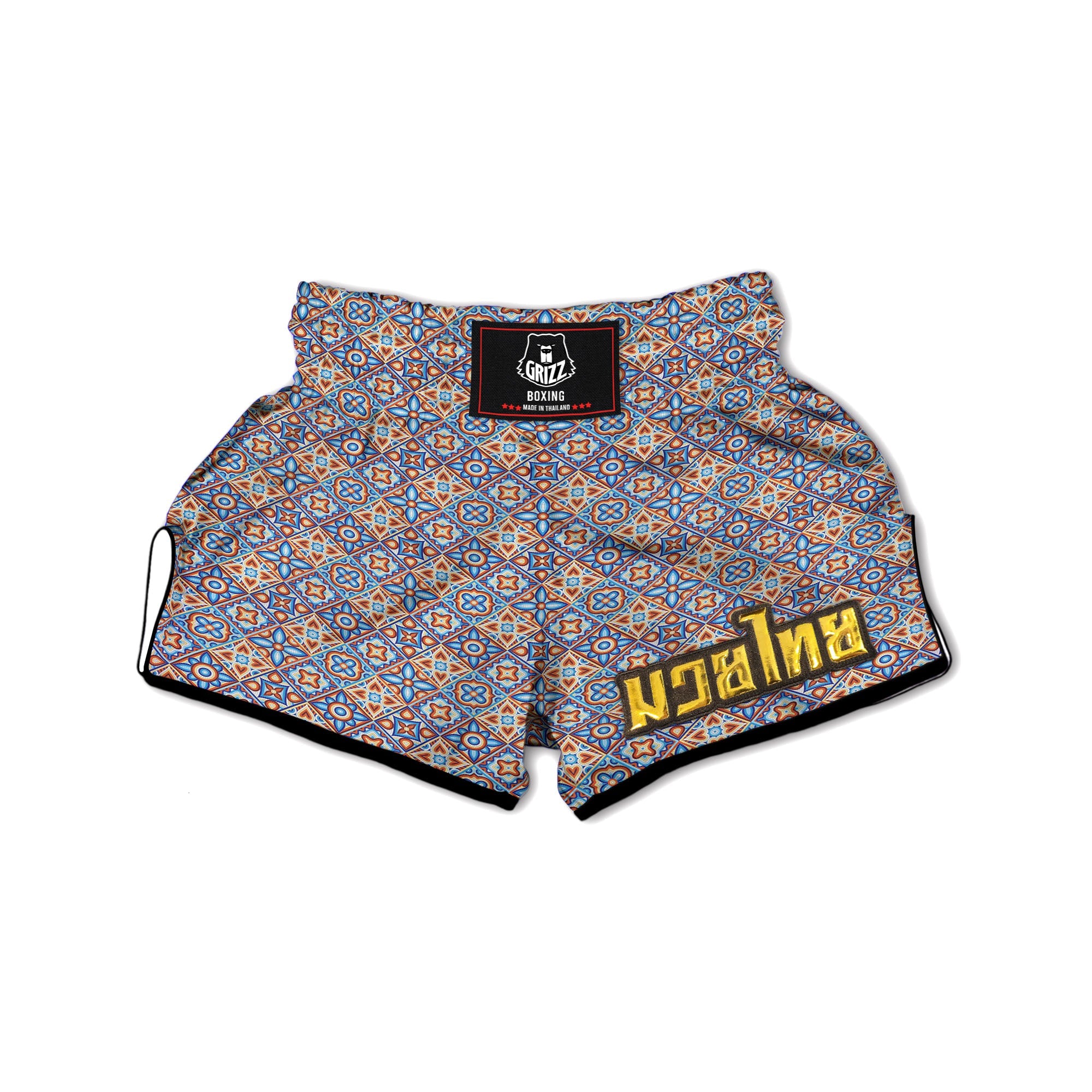 Patchwork Mosaic Print Pattern Muay Thai Boxing Shorts-grizzshop