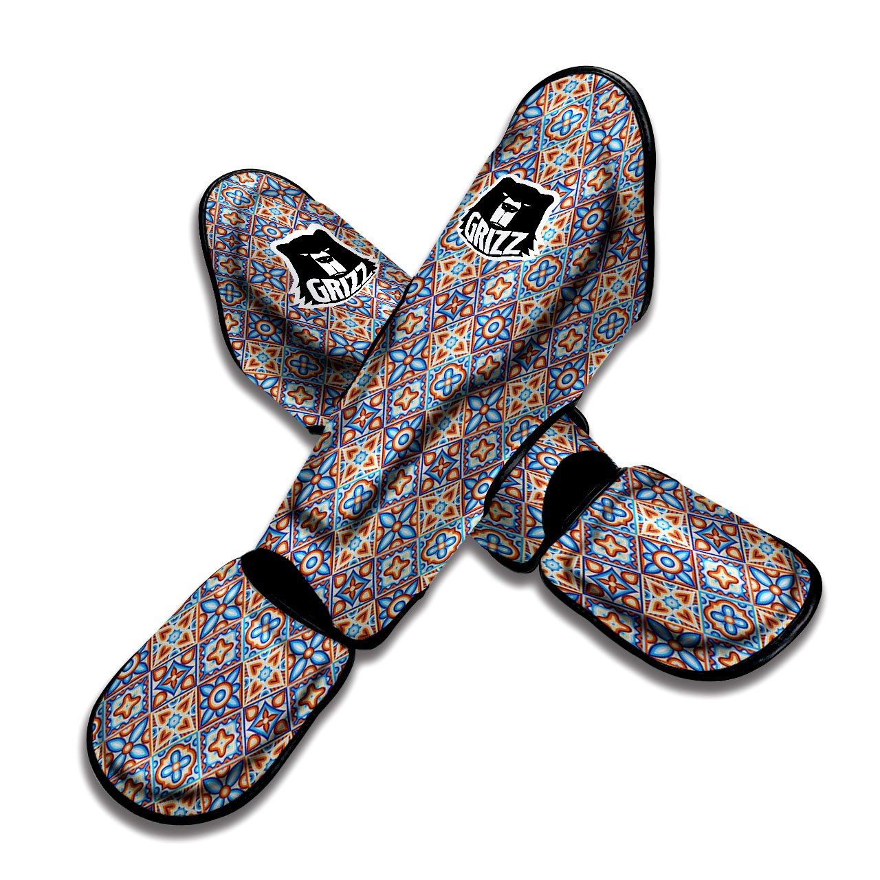 Patchwork Mosaic Print Pattern Muay Thai Shin Guards-grizzshop