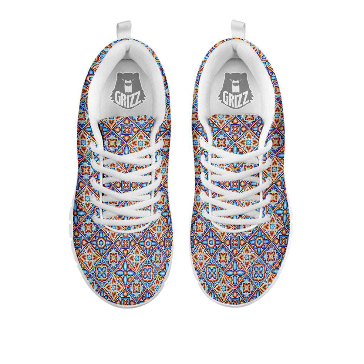 Patchwork Mosaic Print Pattern White Sneaker-grizzshop
