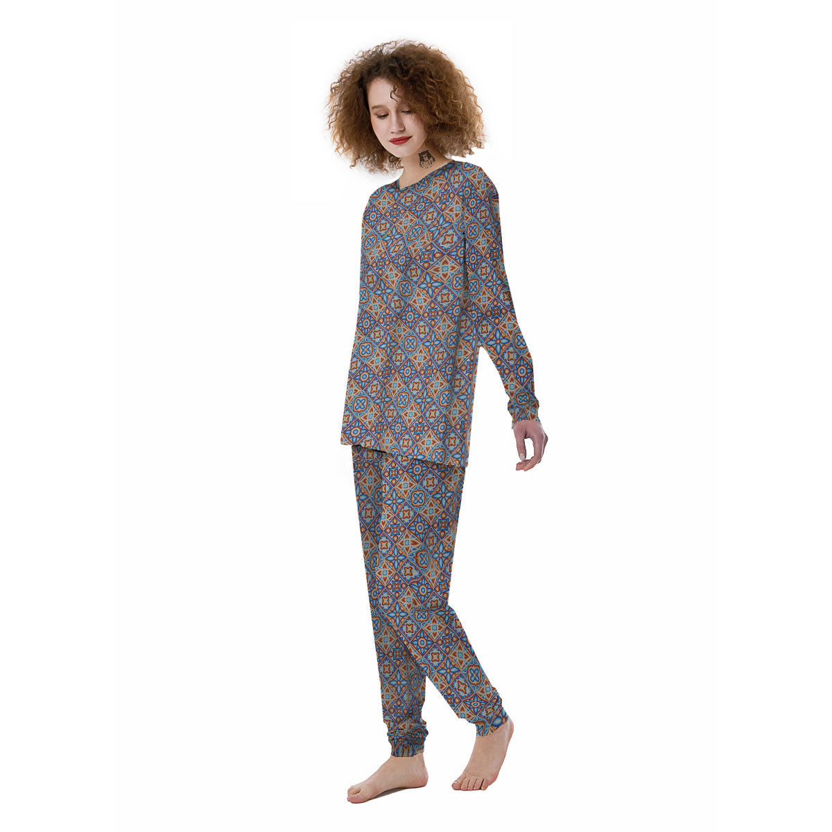 Patchwork Mosaic Print Pattern Women's Pajamas-grizzshop
