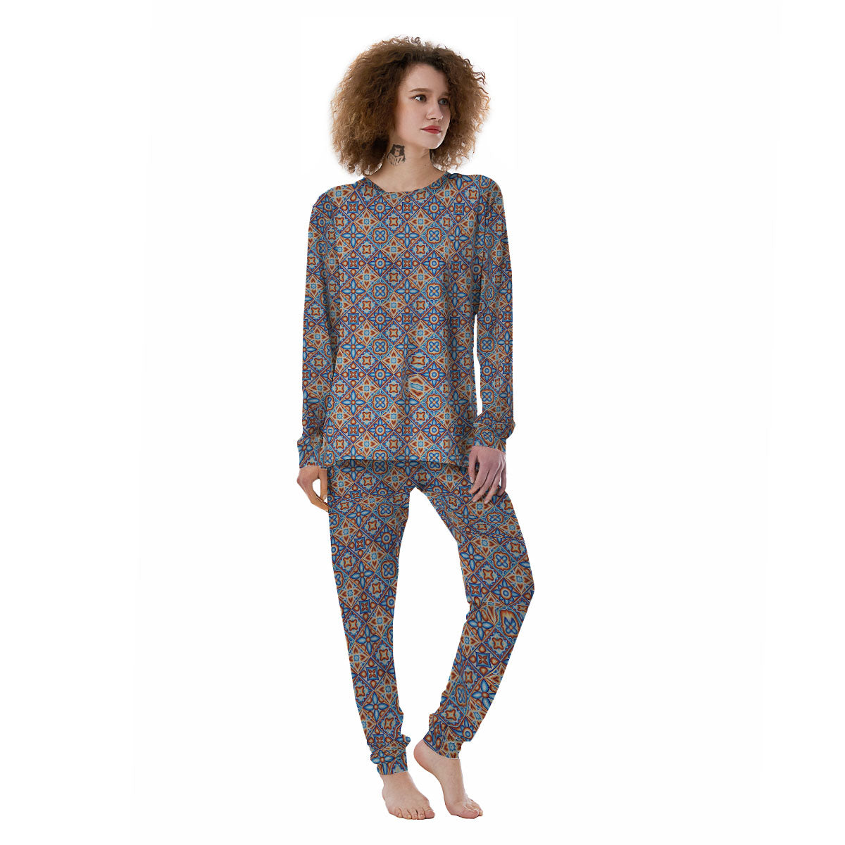 Patchwork Mosaic Print Pattern Women's Pajamas-grizzshop