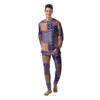 Patchwork Paisley Blue And Orange Print Pattern Men's Pajamas-grizzshop