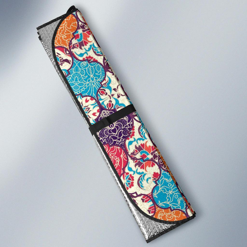 Patchwork Pattern Print Car Sun Shade-grizzshop