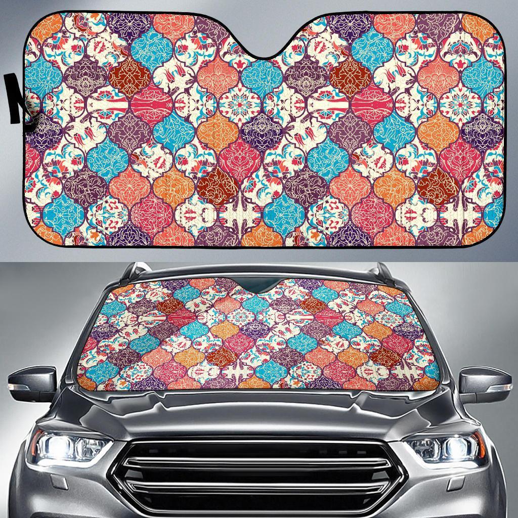 Patchwork Pattern Print Car Sun Shade-grizzshop