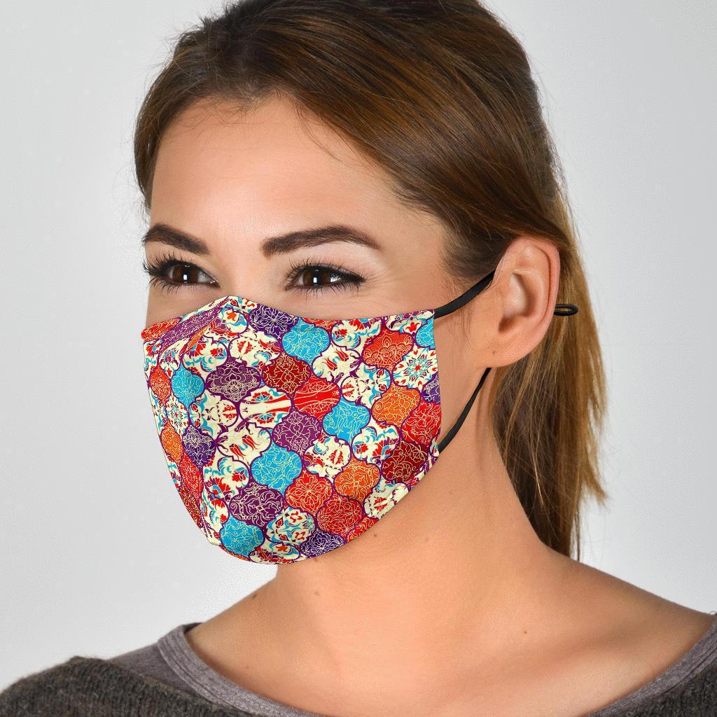 Patchwork Pattern Print Face Mask-grizzshop