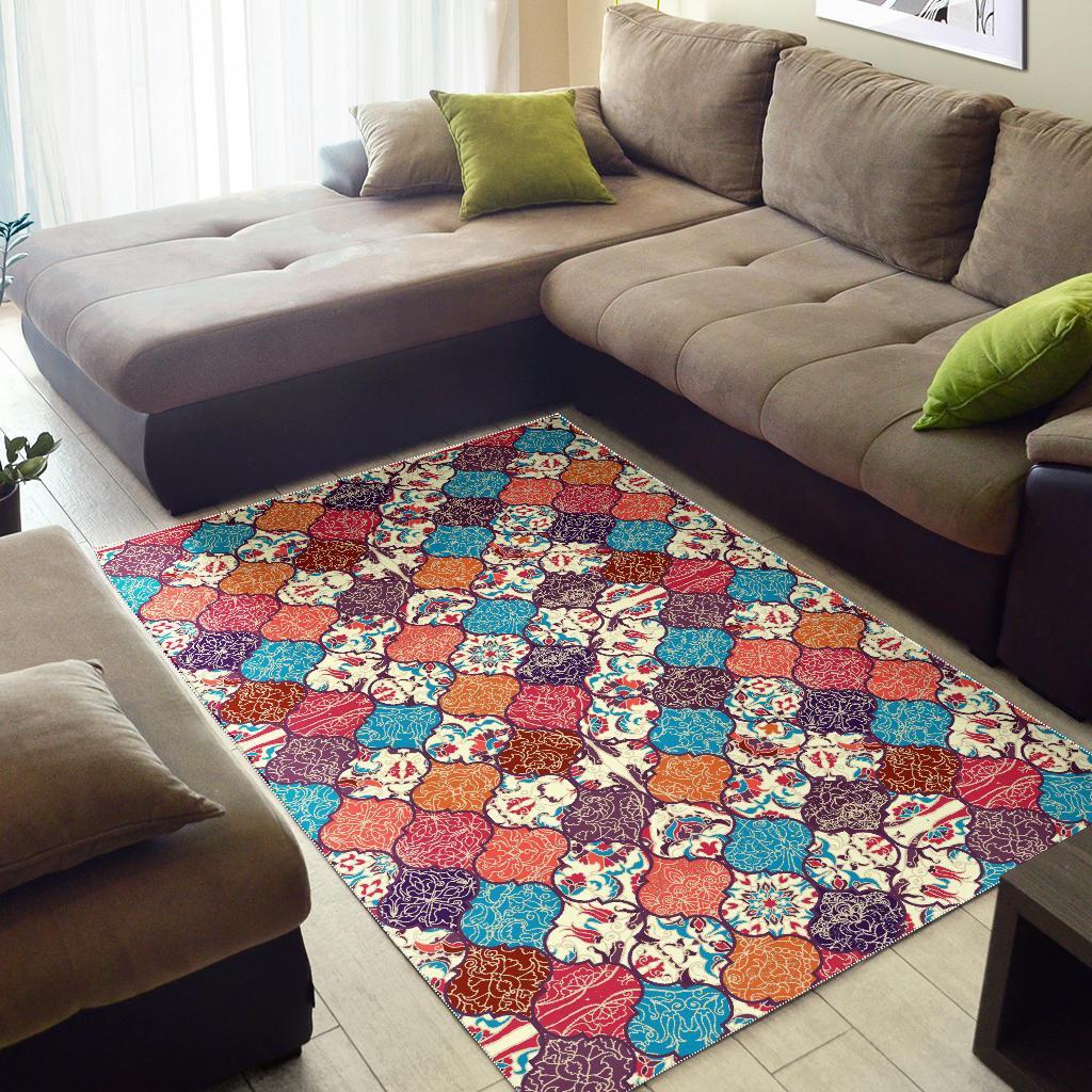 Patchwork Pattern Print Floor Mat-grizzshop