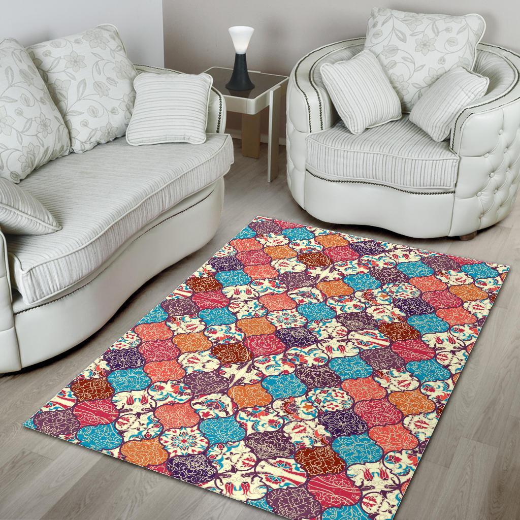 Patchwork Pattern Print Floor Mat-grizzshop