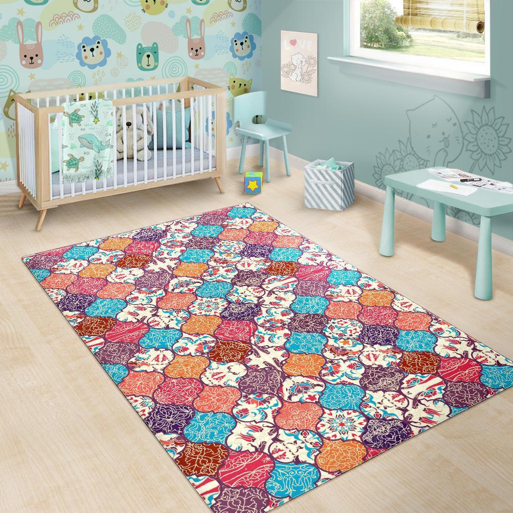 Patchwork Pattern Print Floor Mat-grizzshop