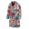 Patchwork Pattern Print Men Long Robe-grizzshop