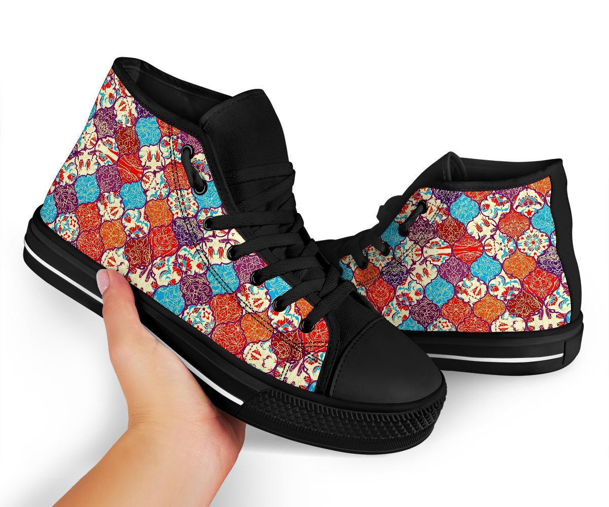 Patchwork Pattern Print Men Women's High Top Shoes-grizzshop