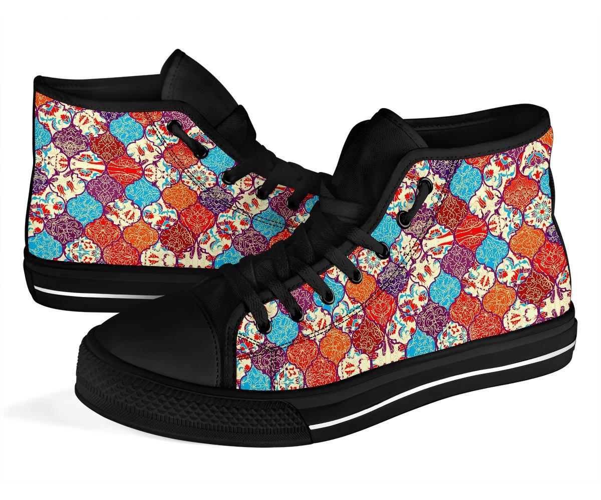 Patchwork Pattern Print Men Women's High Top Shoes-grizzshop