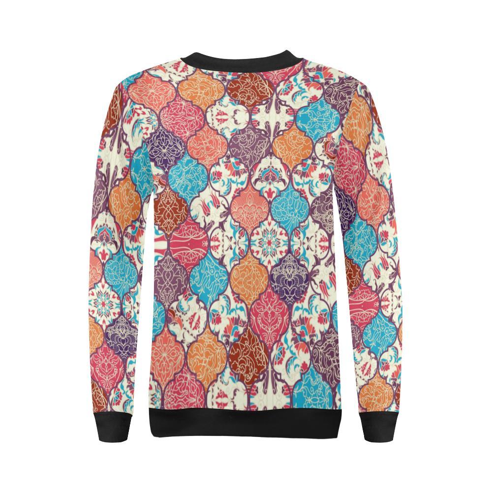 Patchwork Pattern Print Women Crewneck Sweatshirt-grizzshop