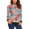 Patchwork Pattern Print Women Crewneck Sweatshirt-grizzshop