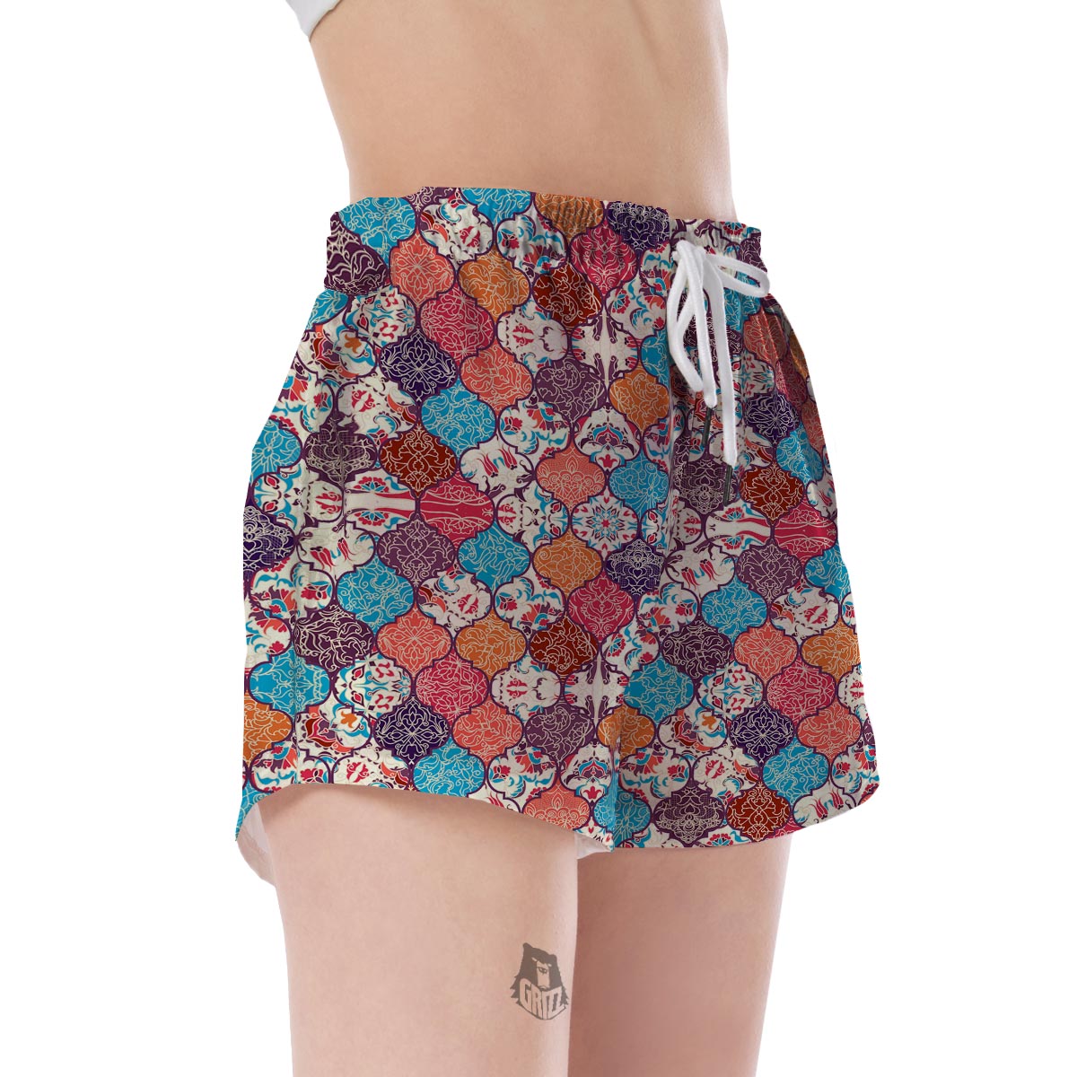 Patchwork Pattern Print Women's Shorts-grizzshop
