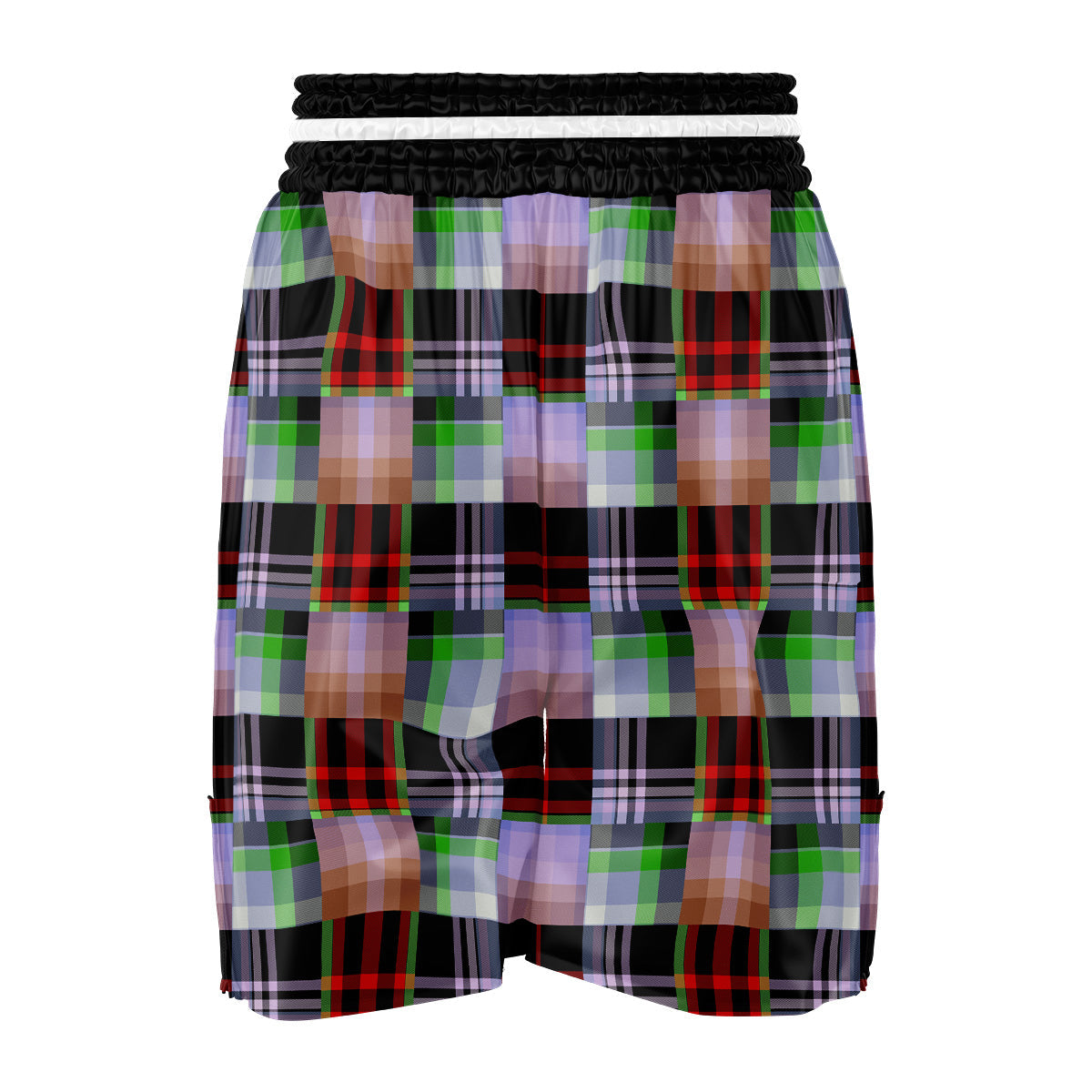 Patchwork Plaid Madras Print Pattern Boxing Shorts-grizzshop