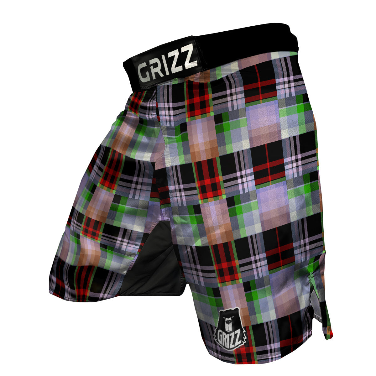 Patchwork Plaid Madras Print Pattern MMA Shorts-grizzshop