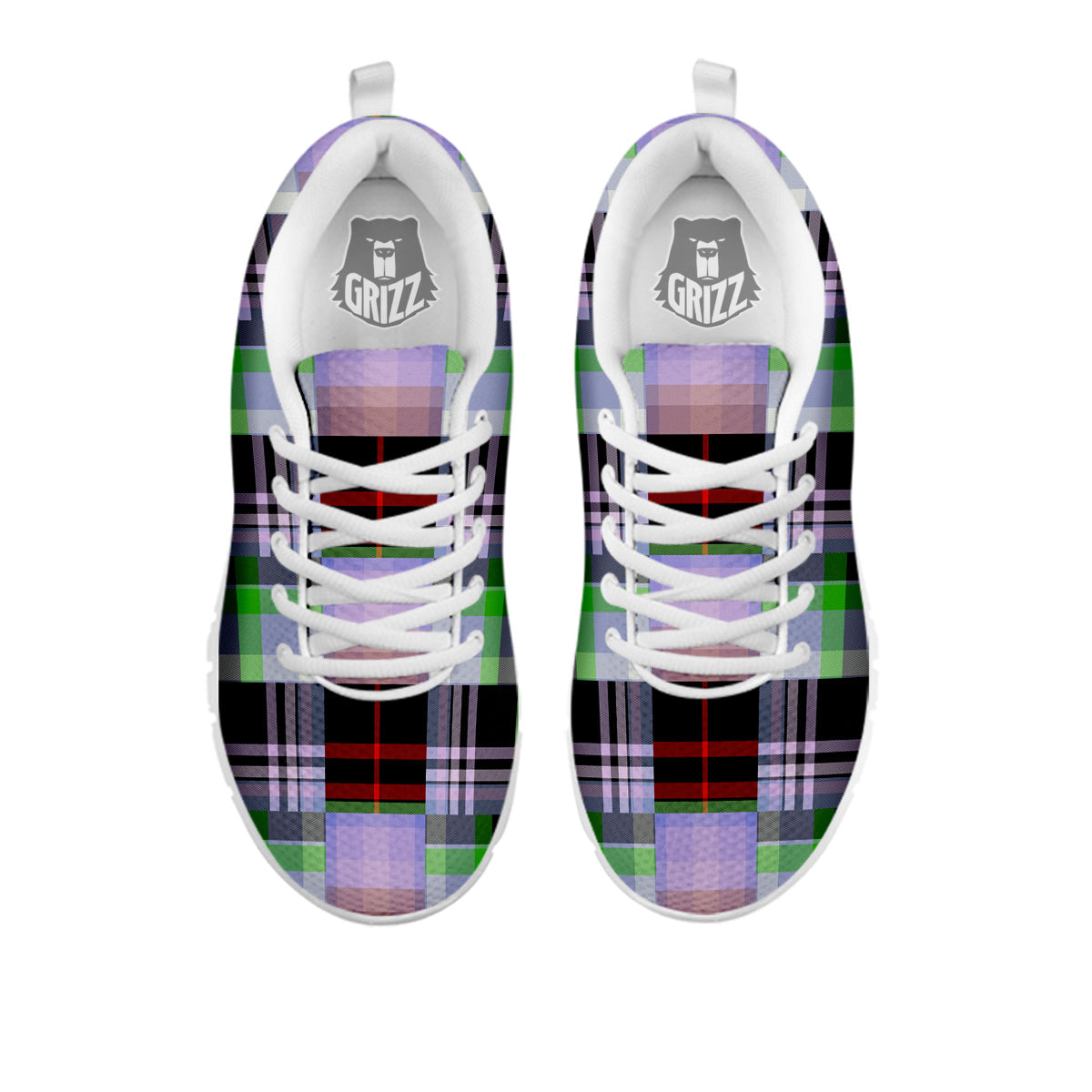 Patchwork Plaid Madras Print Pattern White Sneaker-grizzshop