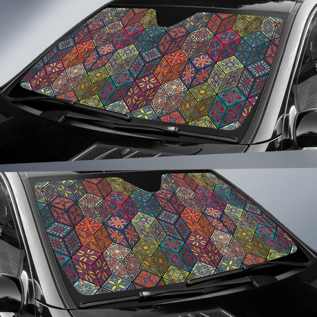 Patchwork Print Pattern Car Sun Shade-grizzshop
