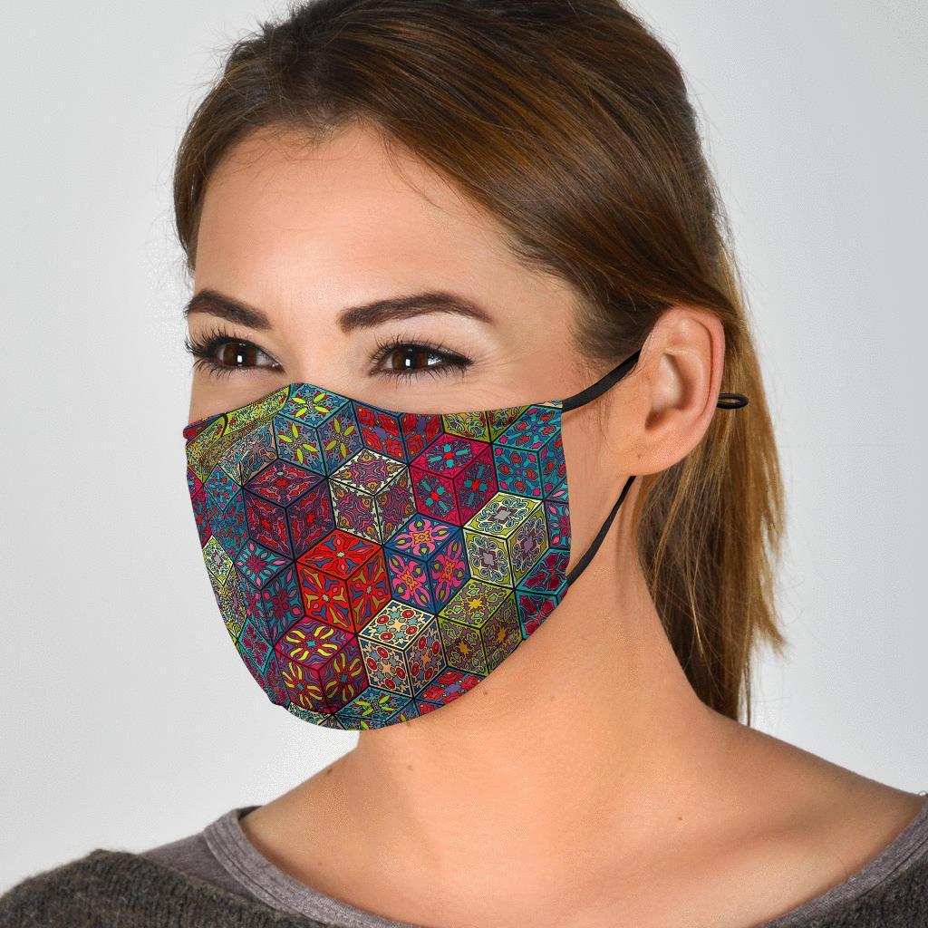 Patchwork Print Pattern Face Mask-grizzshop