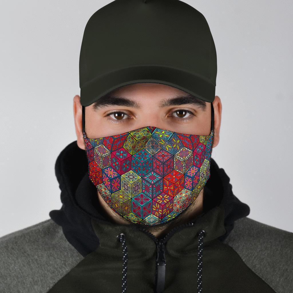 Patchwork Print Pattern Face Mask-grizzshop