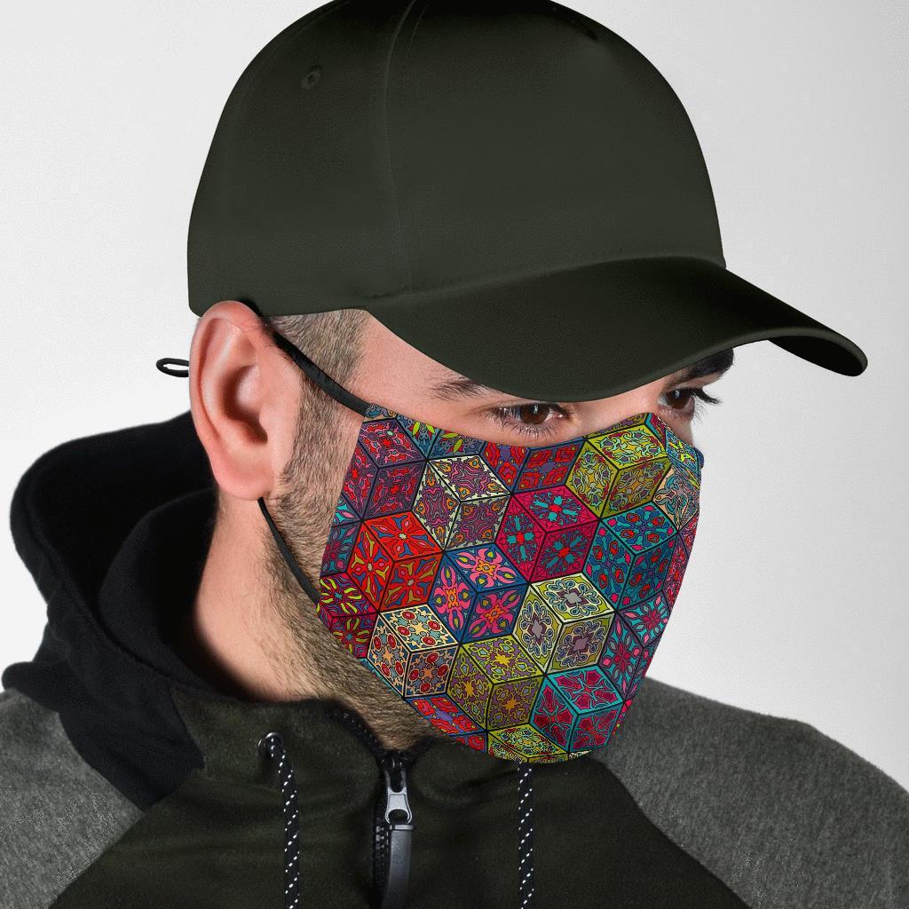 Patchwork Print Pattern Face Mask-grizzshop