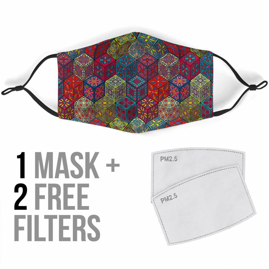 Patchwork Print Pattern Face Mask-grizzshop