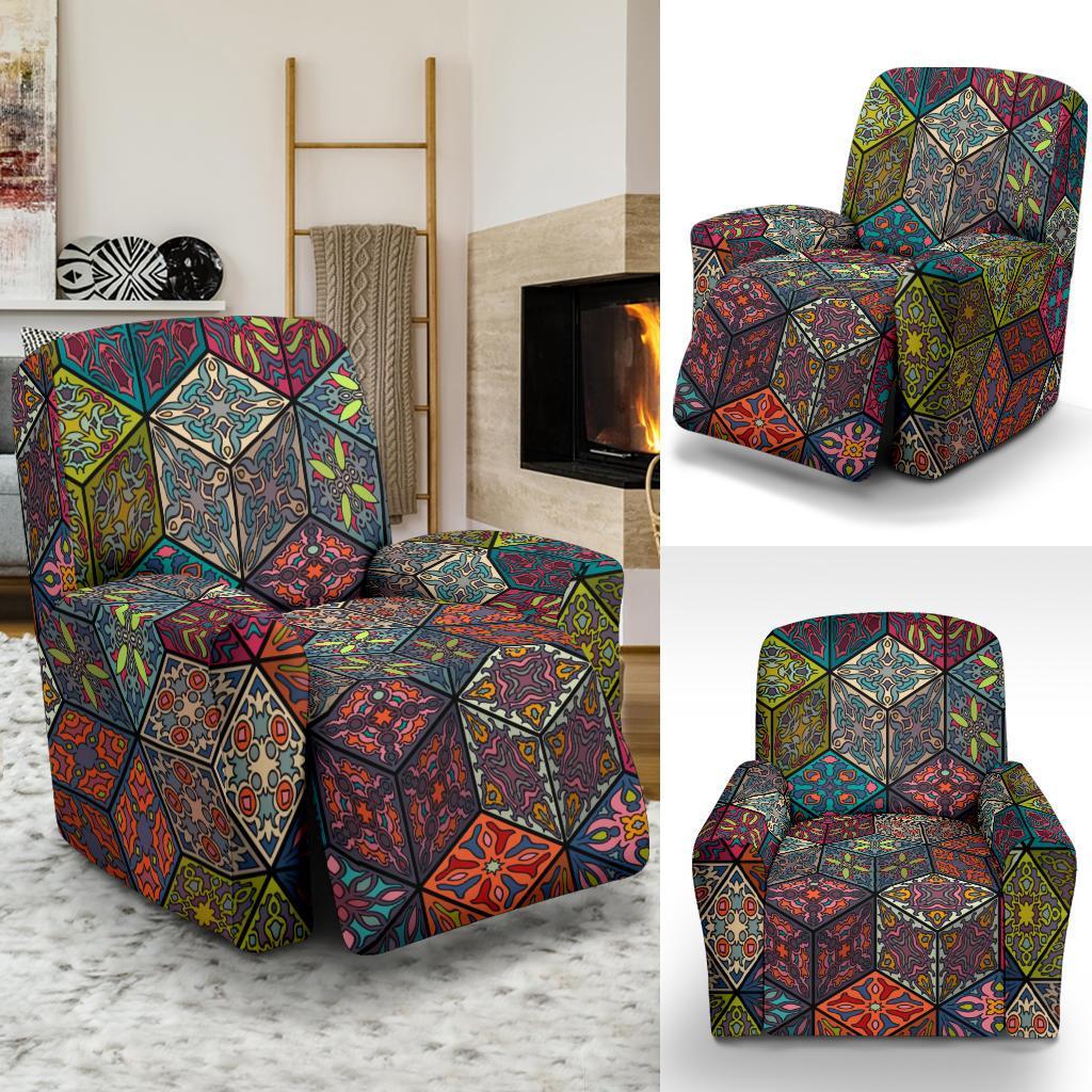 Patchwork Print Pattern Recliner Cover-grizzshop