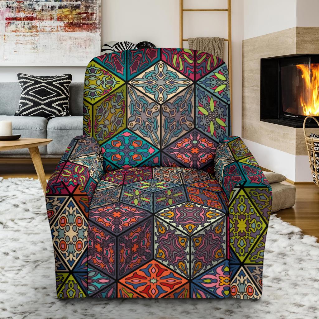 Patchwork Print Pattern Recliner Cover-grizzshop