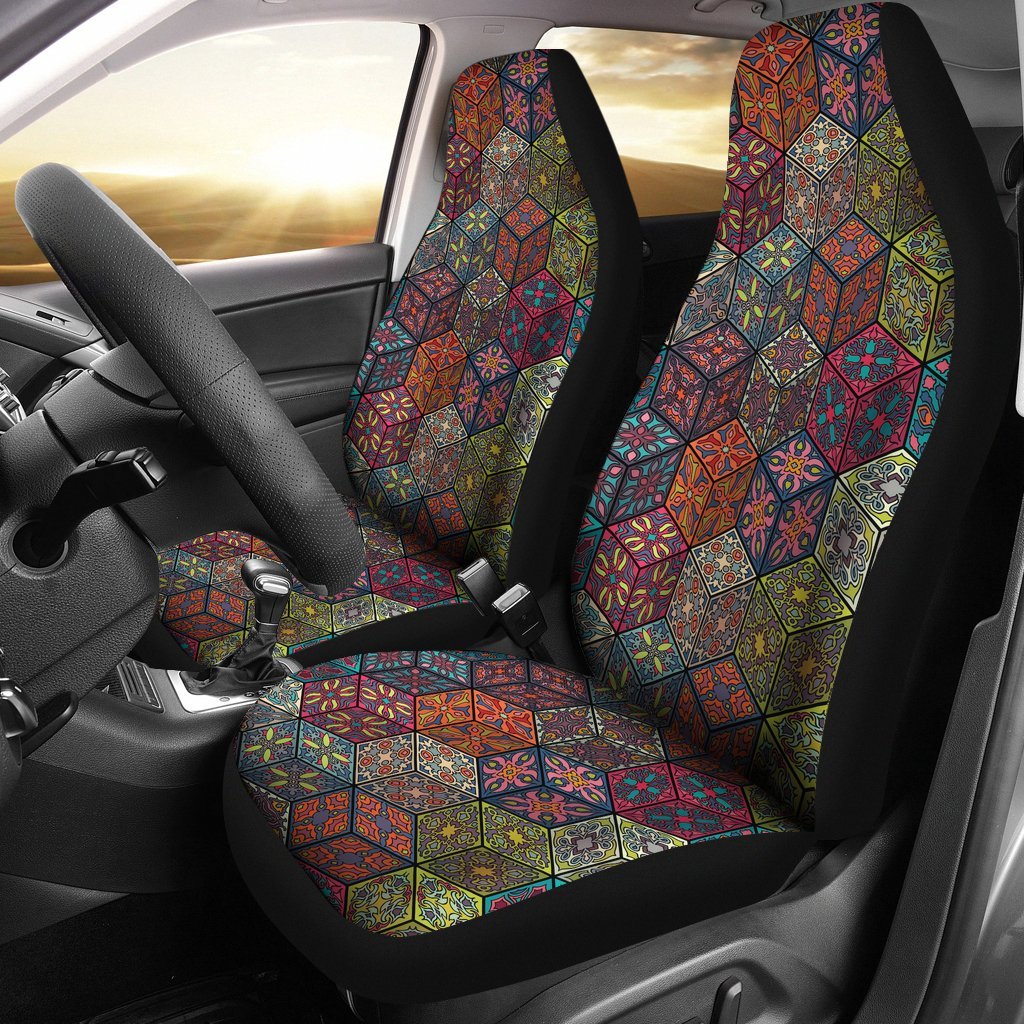 Patchwork Print Pattern Universal Fit Car Seat Cover-grizzshop