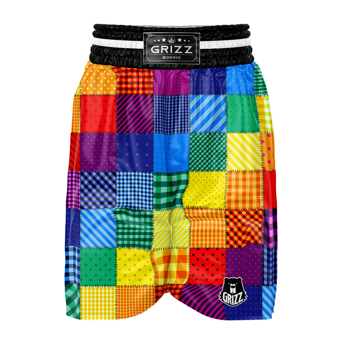 Patchwork Rainbow Print Pattern Boxing Shorts-grizzshop