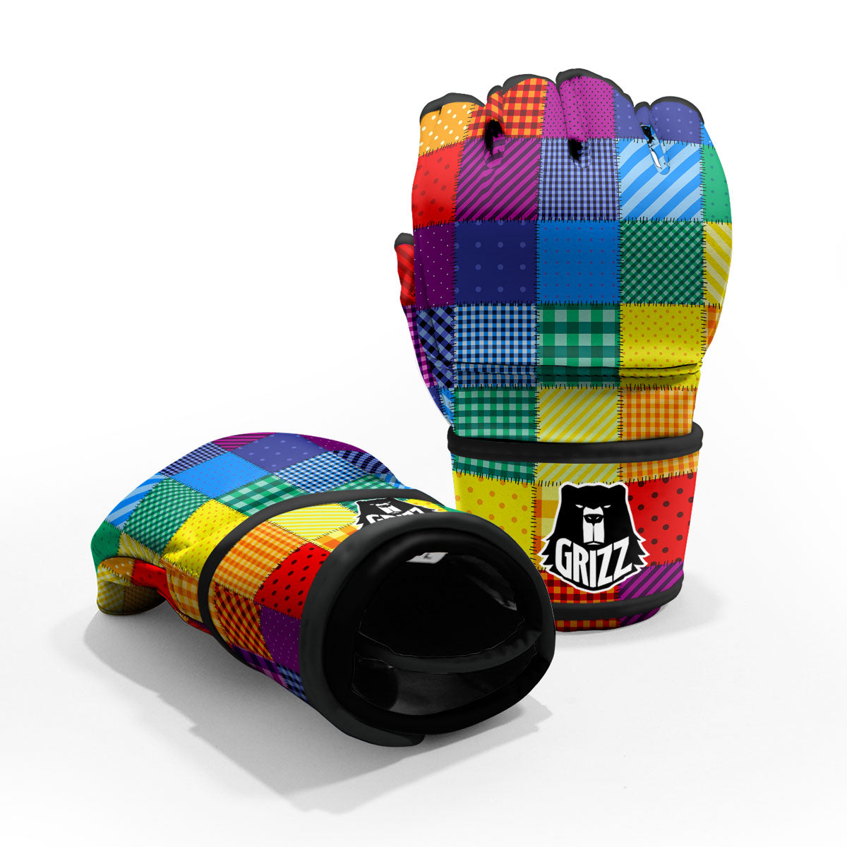 Patchwork Rainbow Print Pattern MMA Gloves-grizzshop