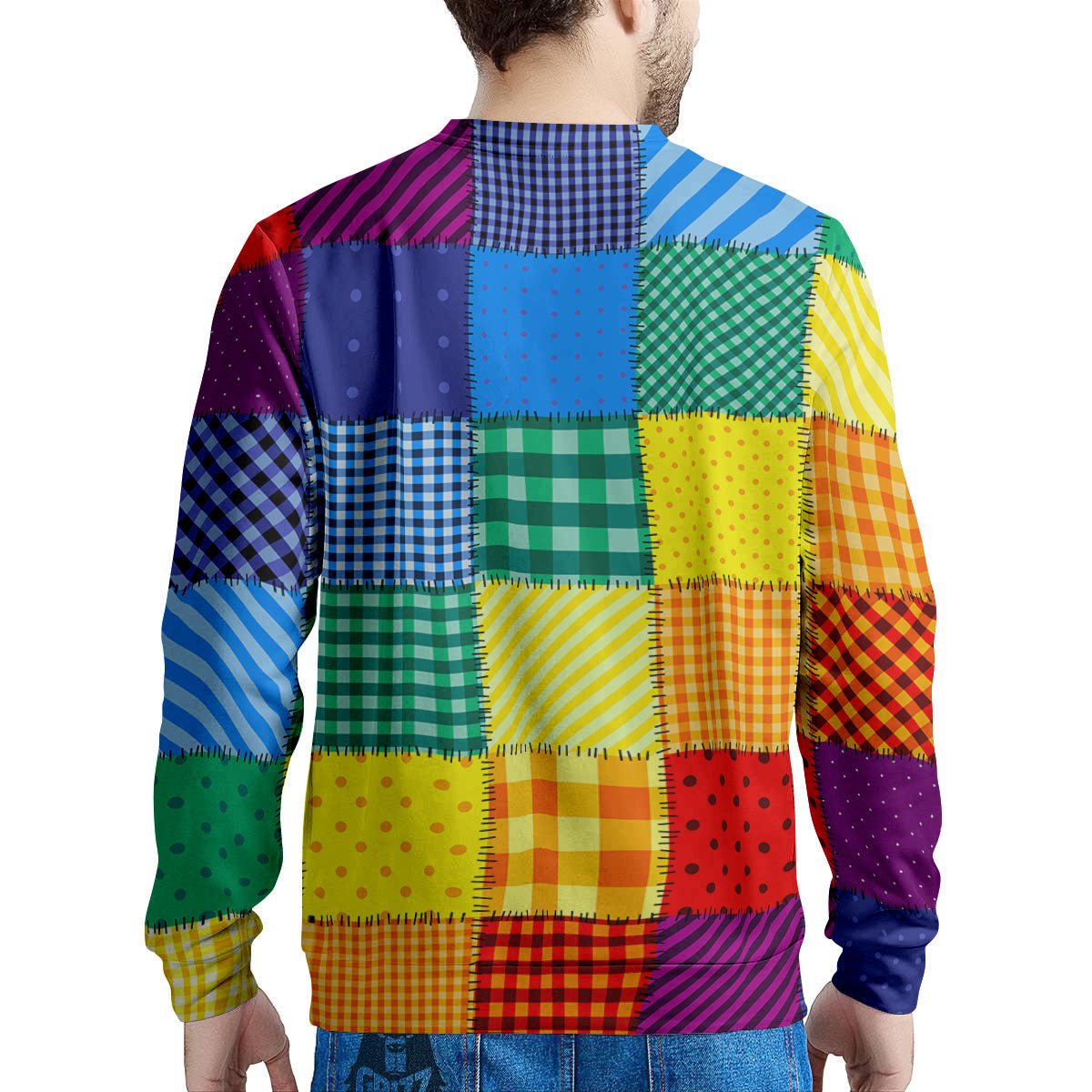 Patchwork Rainbow Print Pattern Men's Sweatshirt-grizzshop
