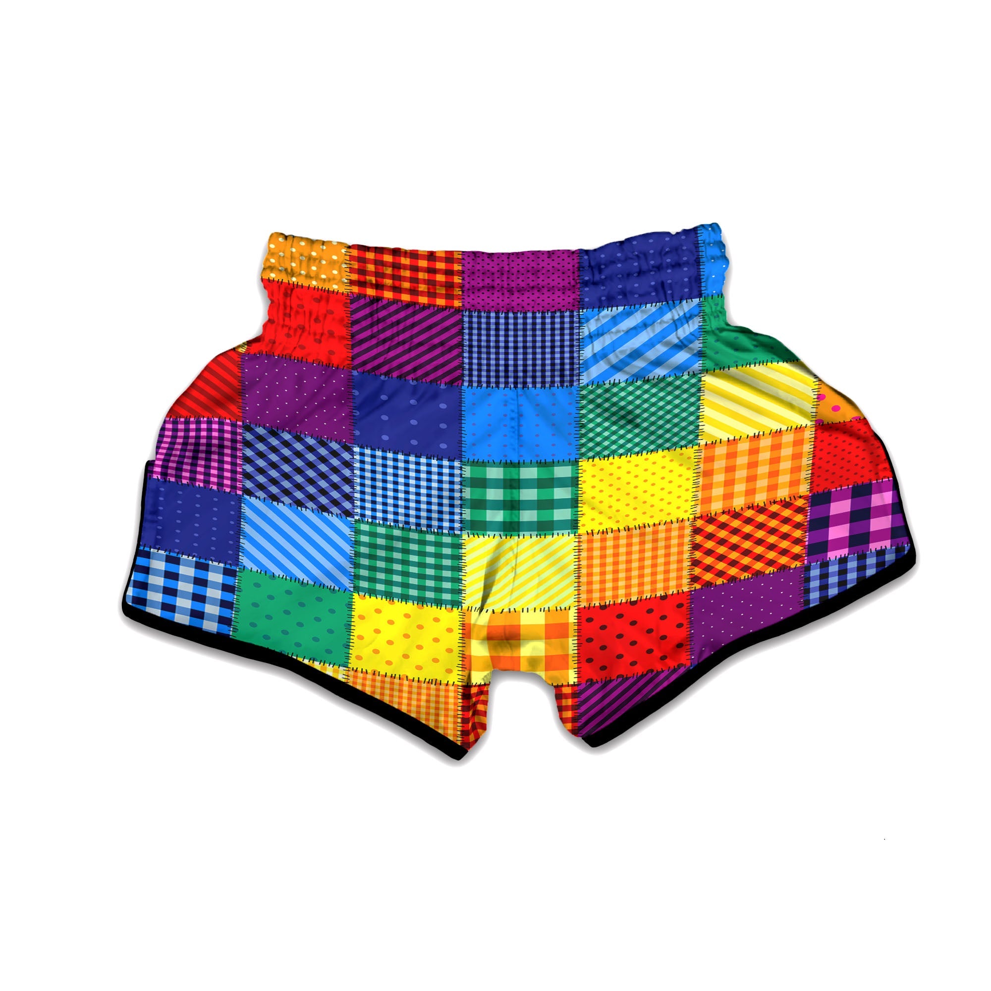 Patchwork Rainbow Print Pattern Muay Thai Boxing Shorts-grizzshop