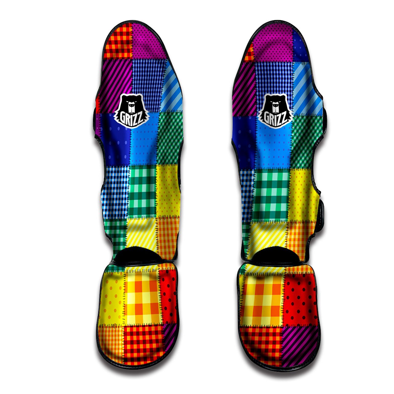 Patchwork Rainbow Print Pattern Muay Thai Shin Guards-grizzshop