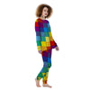 Patchwork Rainbow Print Pattern Women's Pajamas-grizzshop