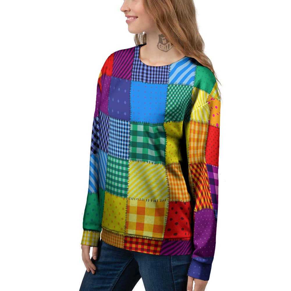 Patchwork Rainbow Print Pattern Women's Sweatshirt-grizzshop