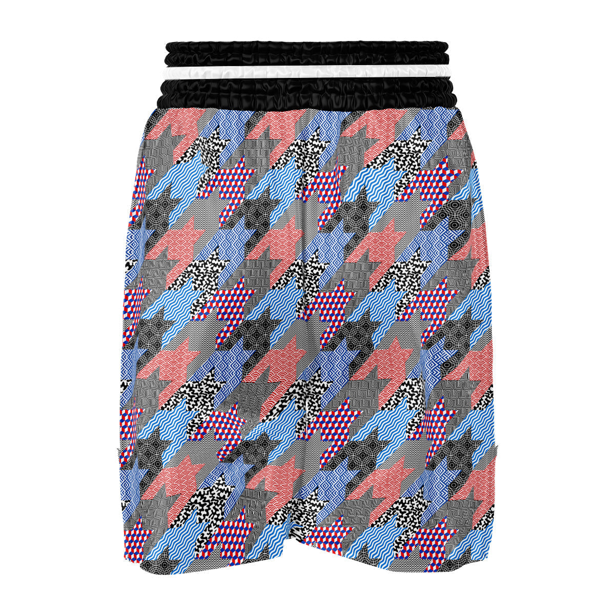 Patchwork Style And Classic Houndstooth Print Pattern Boxing Shorts-grizzshop