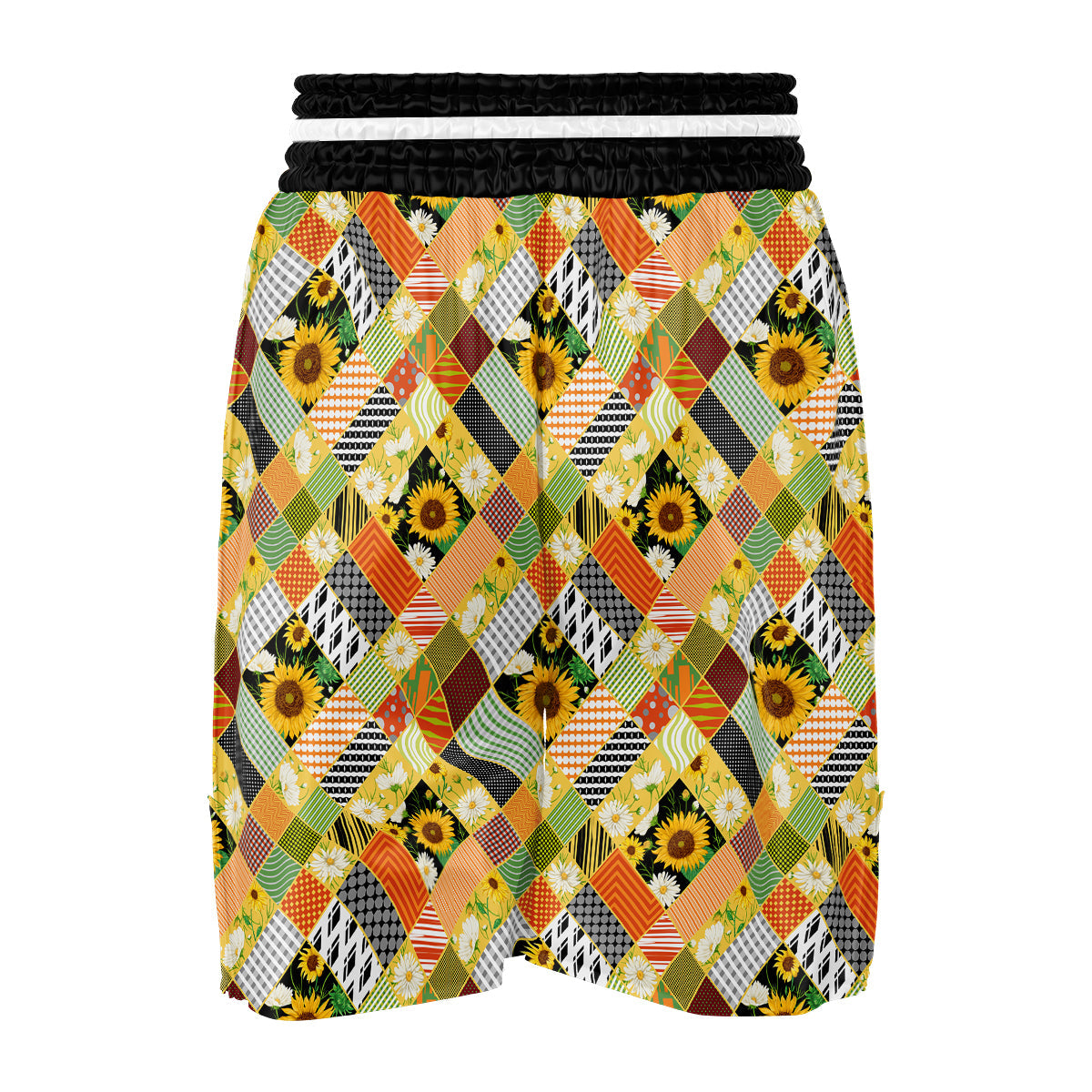 Patchwork Sunflowers Print Boxing Shorts-grizzshop