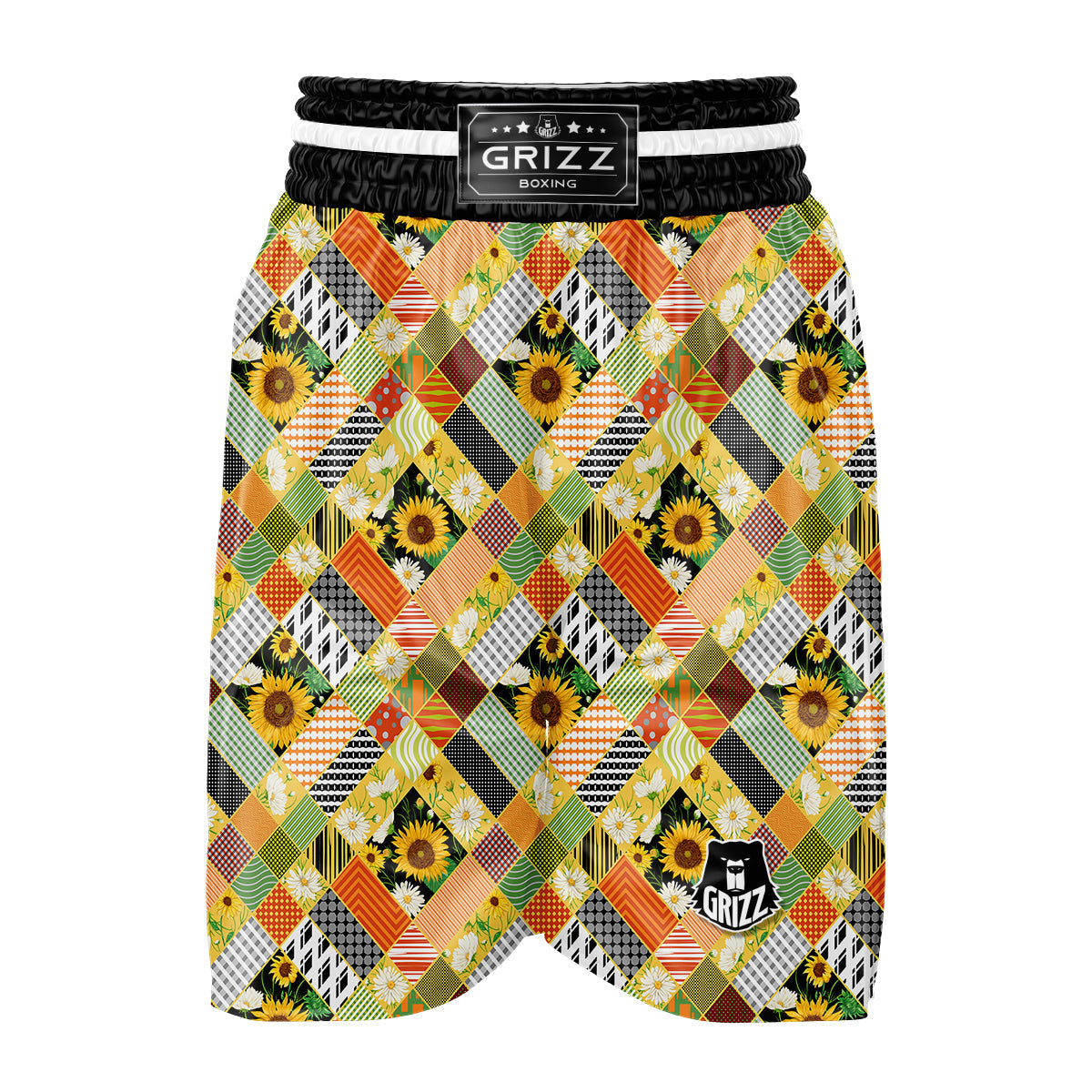 Patchwork Sunflowers Print Boxing Shorts-grizzshop
