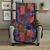 Patchwork Tartan And Bandana Print Pattern Armchair Protector-grizzshop