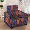 Patchwork Tartan And Bandana Print Pattern Armchair Slipcover-grizzshop