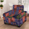 Patchwork Tartan And Bandana Print Pattern Armchair Slipcover-grizzshop