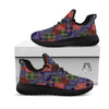 Patchwork Tartan And Bandana Print Pattern Black Athletic Shoes-grizzshop