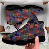 Patchwork Tartan And Bandana Print Pattern Black Basketball Shoes-grizzshop