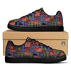 Patchwork Tartan And Bandana Print Pattern Black Low Top Sneakers-grizzshop