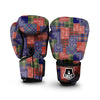 Patchwork Tartan And Bandana Print Pattern Boxing Gloves-grizzshop