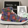 Patchwork Tartan And Bandana Print Pattern High Top Sneakers-grizzshop